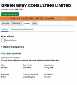 Karl Castillo Personal Appointments Owner Green Grey Group London Scammer