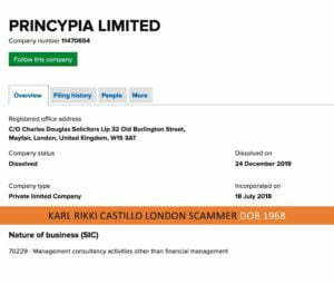 Karl Rikki Castillo's PRINCYPIA LIMITED 11470654 claims to be a reseller for Green Global's CBD hemp flowers